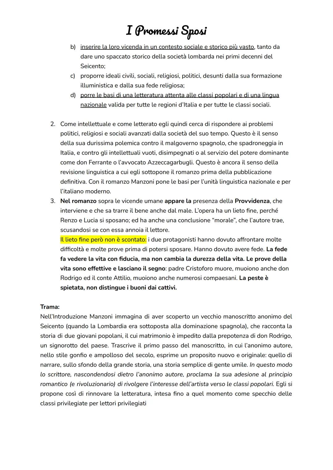 I Promessi Sposi
Con I Promessi Sposi (1821-23, 1824-27, 1840-42) Manzoni riprende la formula del
romanzo storico, che aveva avuto un grande