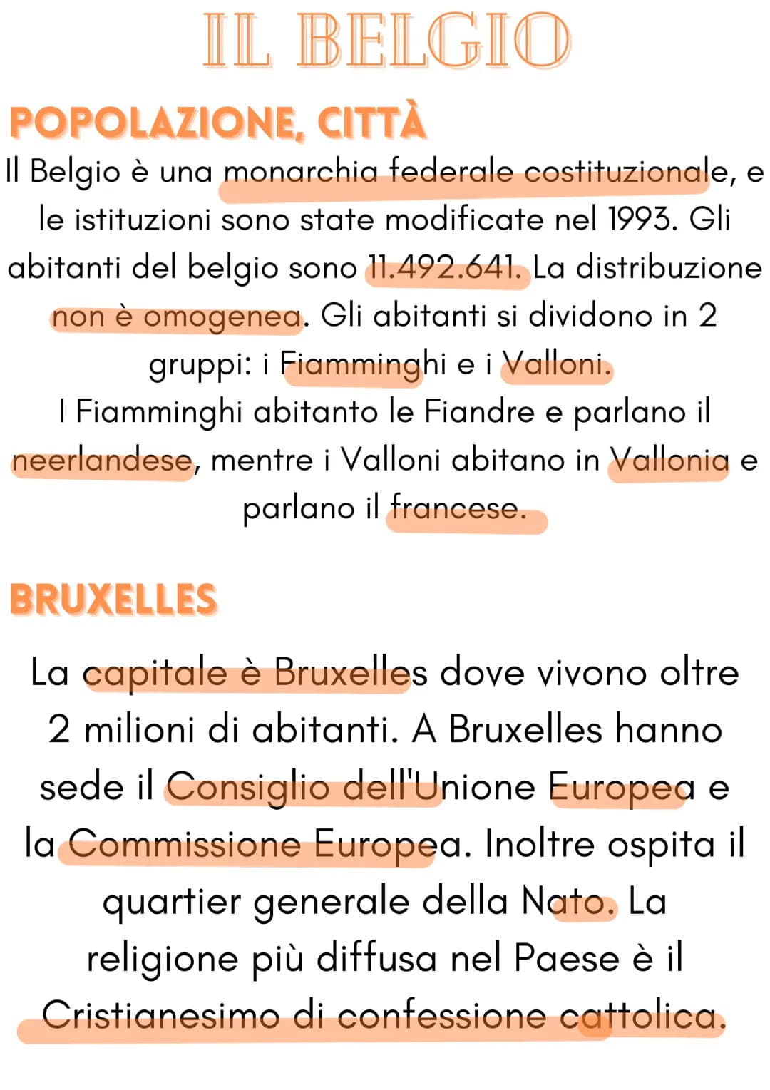IL BELGIO
POPOLAZIONE, CITTÀ
Il Belgio è una monarchia federale costituzionale, e
le istituzioni sono state modificate nel 1993. Gli
abitant
