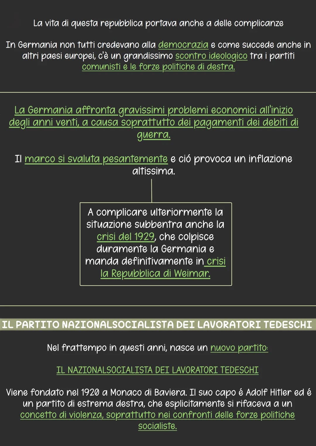 Il nazismo
Alla fine della prima guerra mondiale, i trattati di pace che sono stati imposti
alla Germania erano dei trattati di pace-punitiv