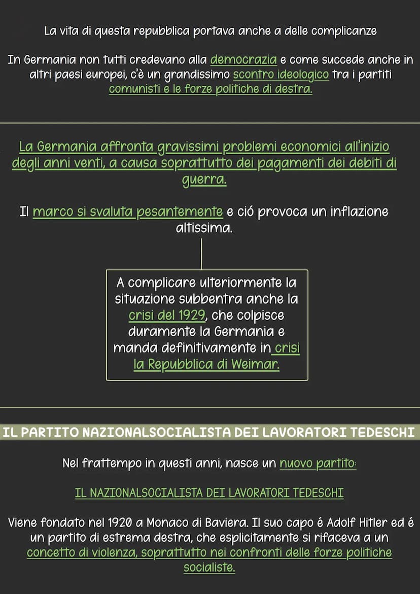 Il nazismo
Alla fine della prima guerra mondiale, i trattati di pace che sono stati imposti
alla Germania erano dei trattati di pace-punitiv