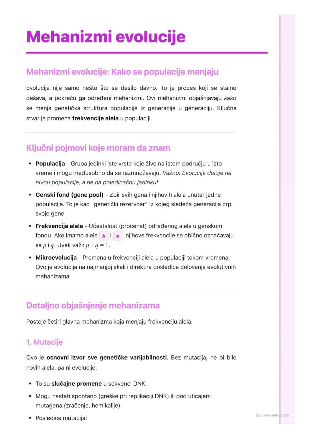 # Mehanizmi evolucije

Mehanizmi evolucije: Kako se populacije menjaju

Evolucija nije samo nešto što se desilo davno. To je proces koji se 