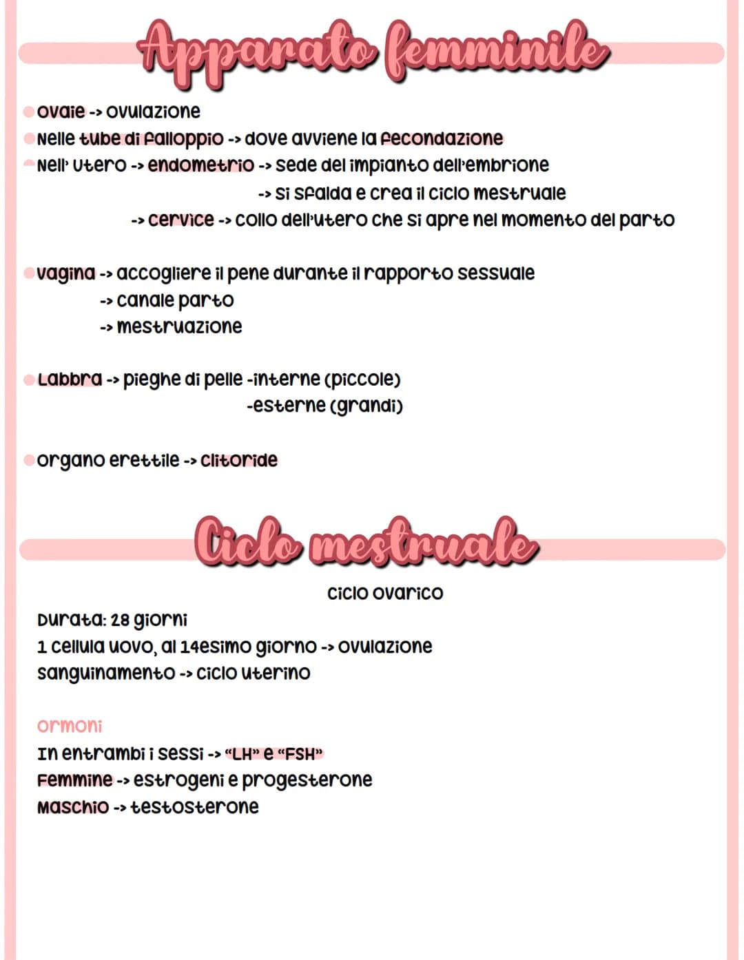 Apparato Riproduttore
produzione dei gameti metà delle informazioni, 23 cromosomi.
-Femmine -> cellula uovo
-maschi -> spermatozoo
Gonadi ->