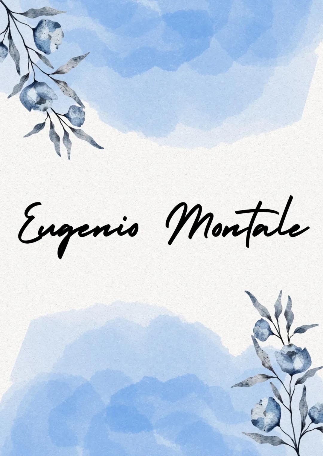 Eugenio Montale # Eugenio Montale
1896-1981

VITA -> Nasce a Genova nel 1896 da famiglia benestante. Frequenta le scuole tecniche, ottenendo