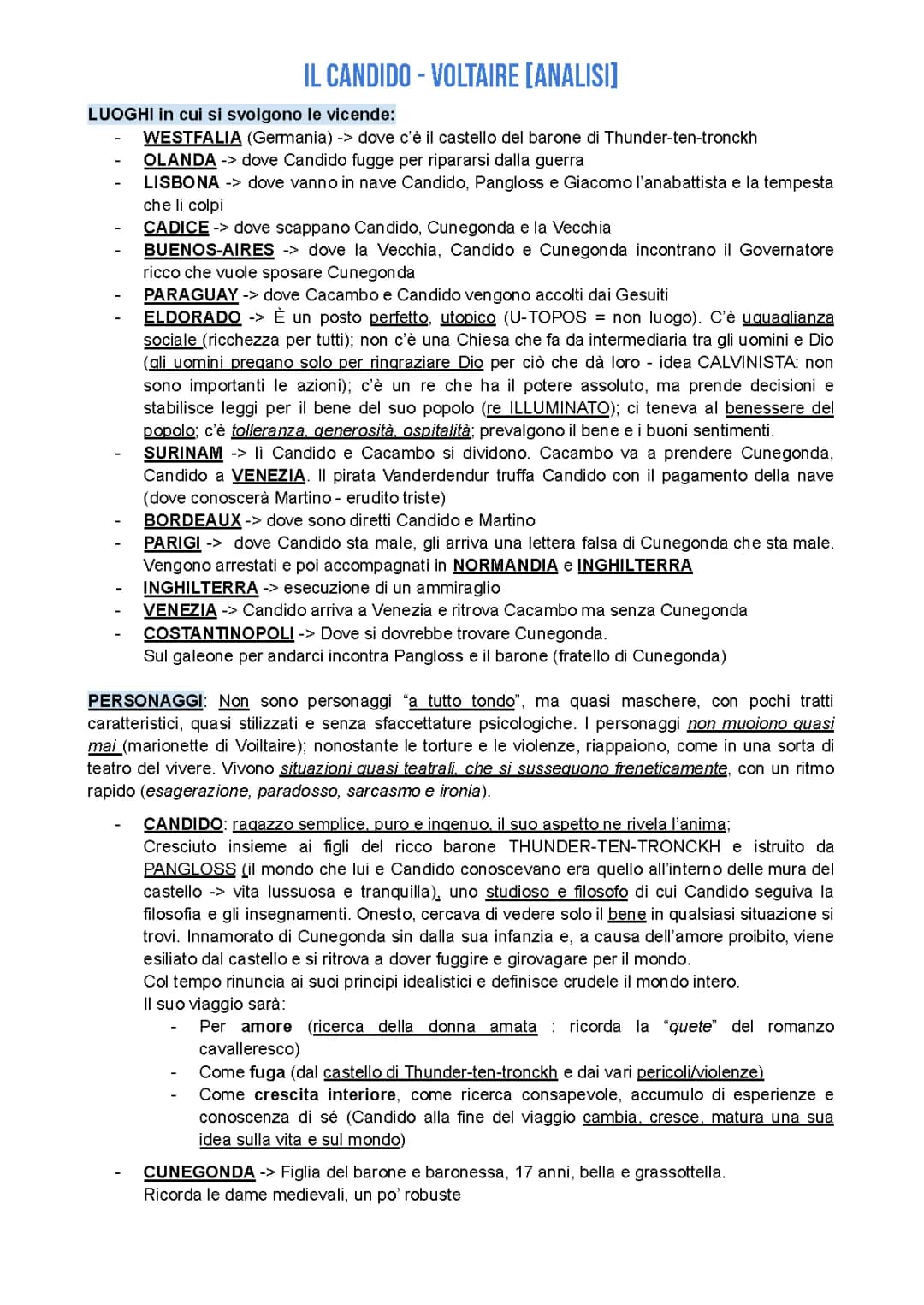 Il Candido - Voltaire ANALISI