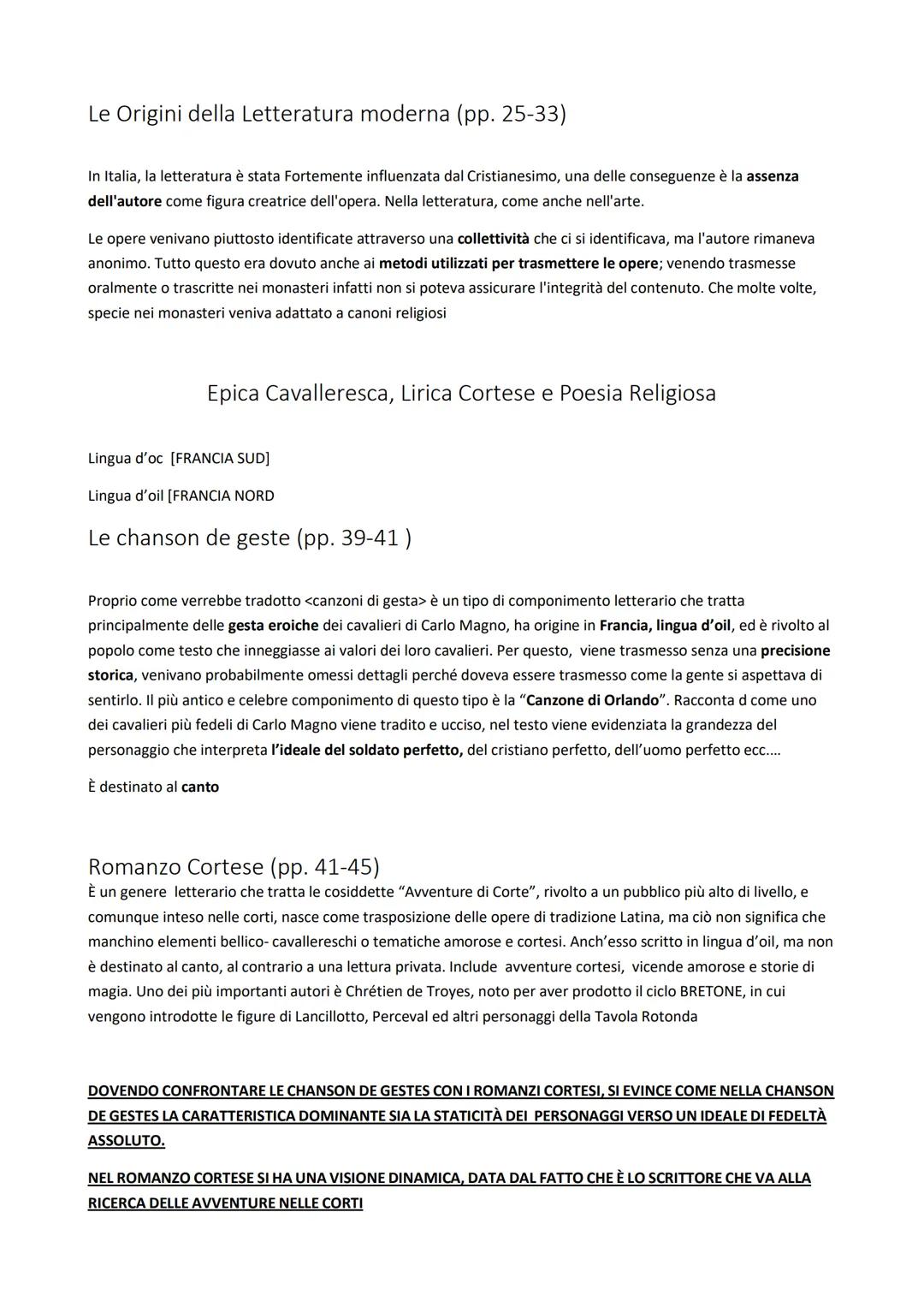 LETTERATURA ITALIANA
La nascita dell'Europa
Contesto Storico (pp. 5-14)
Convenzionalmente diamo inizio al medioevo nel 476 d.C., anno che co