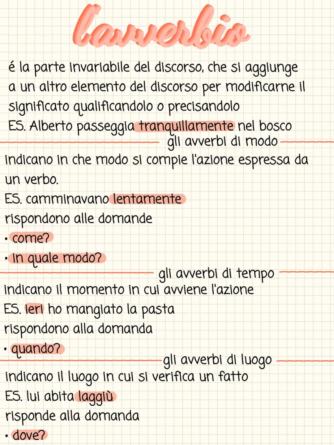 Caverbis
é la parte invariabile del discorso, che si aggiunge
a un altro elemento del discorso per modificarne il
significato qualificandolo