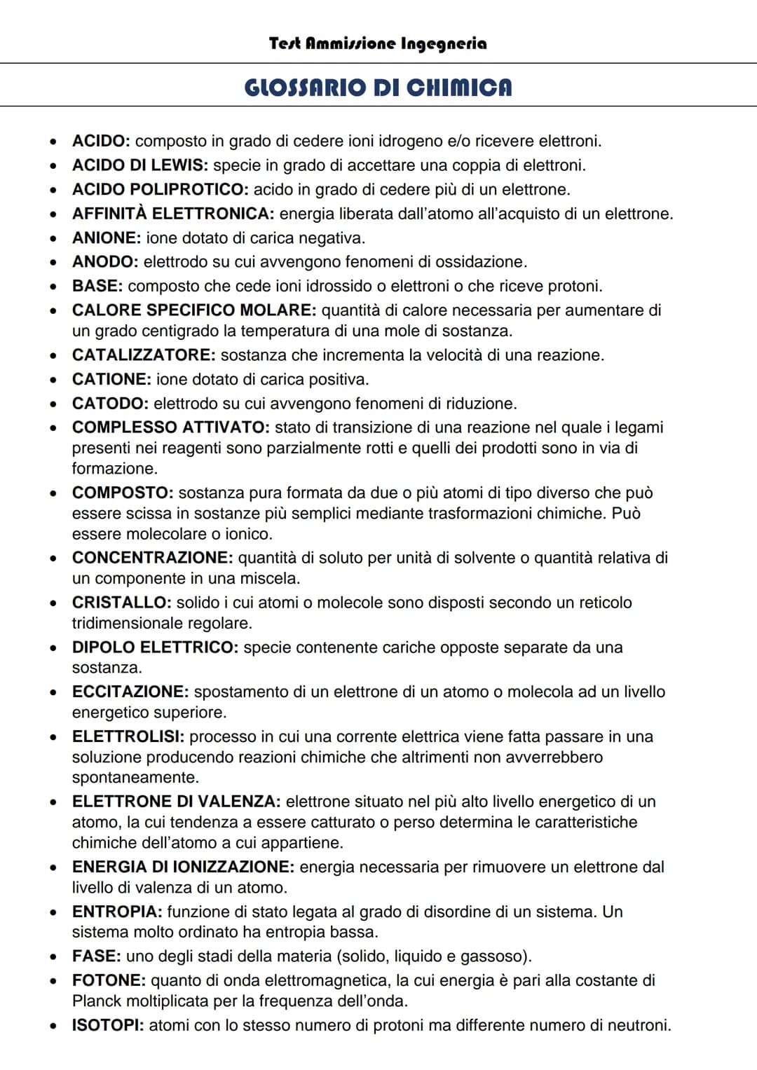 ACIDO: composto in grado di cedere ioni idrogeno e/o ricevere elettroni.
ACIDO DI LEWIS: specie in grado di accettare una coppia di elettron
