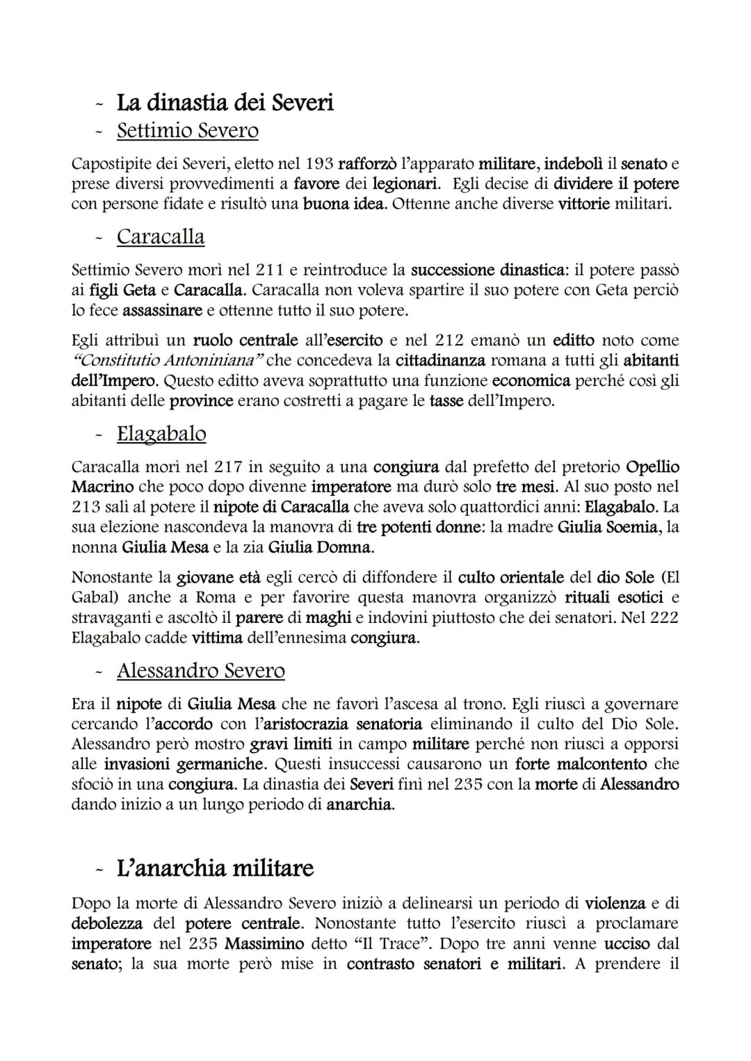 LA CRISI DEL III SECOLO
I problemi dell'Impero
I primi segnali di crisi emersero quando la gestione del vasto dominio dell'Impero
romano si 