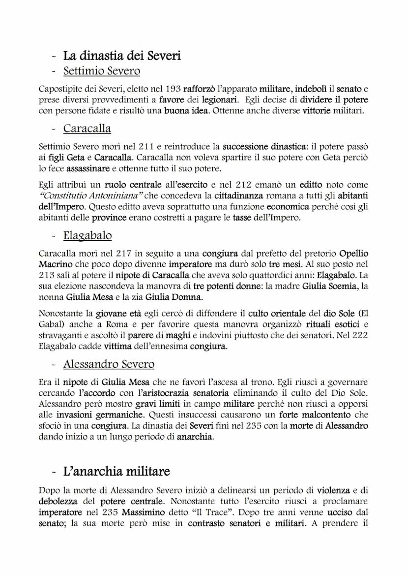 LA CRISI DEL III SECOLO
I problemi dell'Impero
I primi segnali di crisi emersero quando la gestione del vasto dominio dell'Impero
romano si 