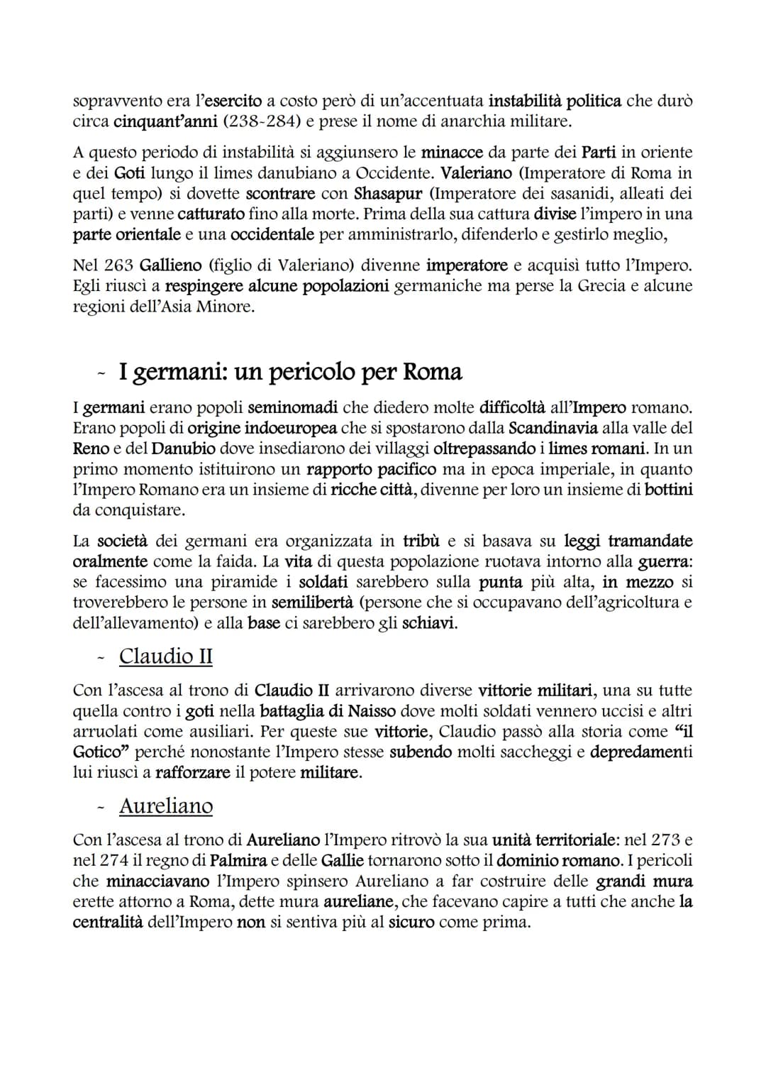 LA CRISI DEL III SECOLO
I problemi dell'Impero
I primi segnali di crisi emersero quando la gestione del vasto dominio dell'Impero
romano si 