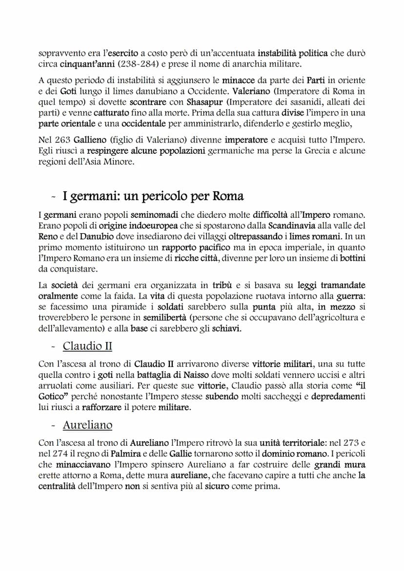 LA CRISI DEL III SECOLO
I problemi dell'Impero
I primi segnali di crisi emersero quando la gestione del vasto dominio dell'Impero
romano si 