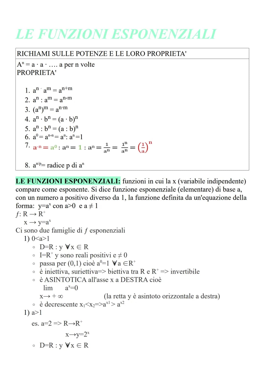 Le funzioni
Relazione: dati due insiemi (A e B) si ha una relazione quando è indicata una legge che
associa a un elemento di A uno o più ele
