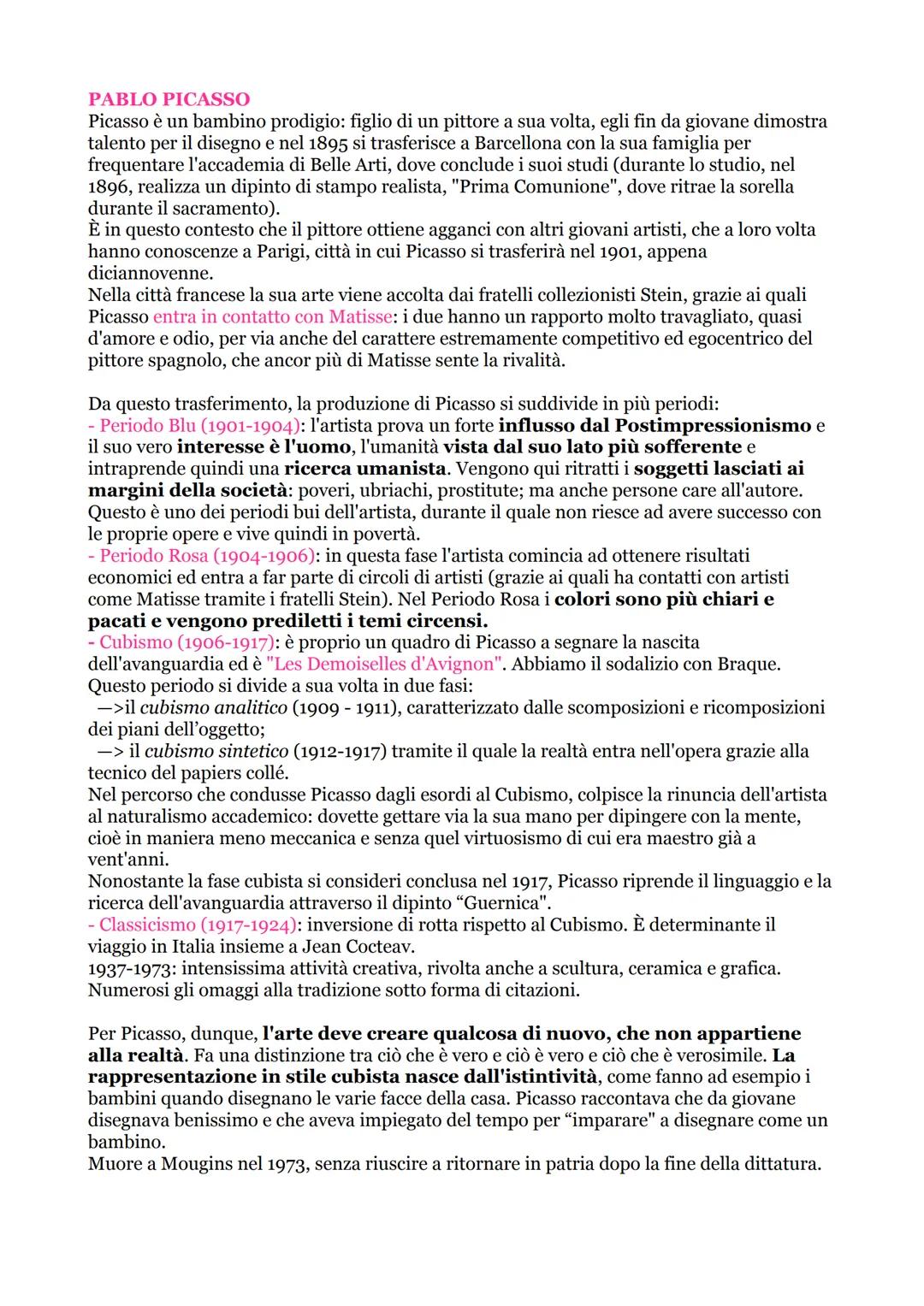 # CUBISMO

Il cubismo può essere definito come un percorso di pensiero e ricerca che procede
parallelamente all'espressionismo e nasce a Par