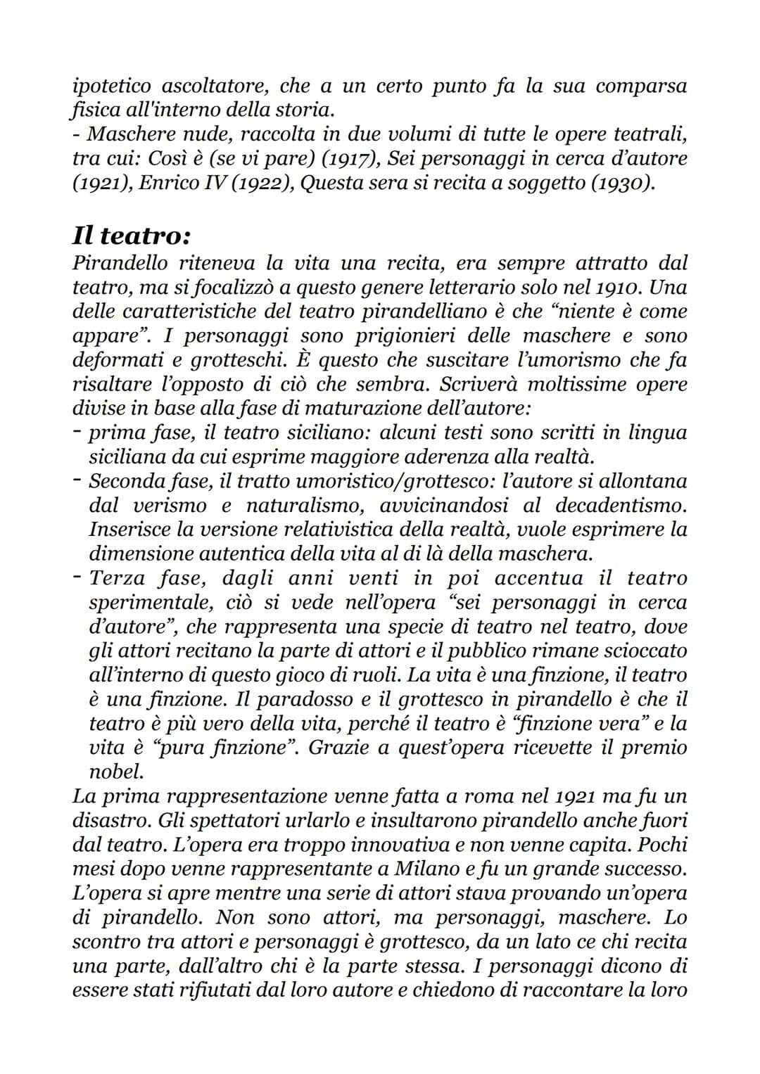 LUIGI PIRANDELLO
La vita:
Luigi Pirandello nasce nel 1867 nella
contrada campagna della "caos", vicino ad
Agrigento, dove la famiglia è anda