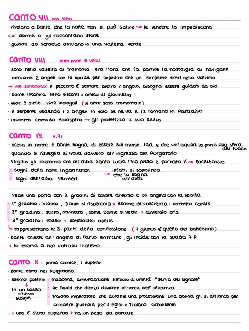 Purgatorio
invenzione di Dante = non c'è nelle sacre Scritture
l'idea si diffonde nell' alto Medioevo diventa ufficiale con il 2 concilio di