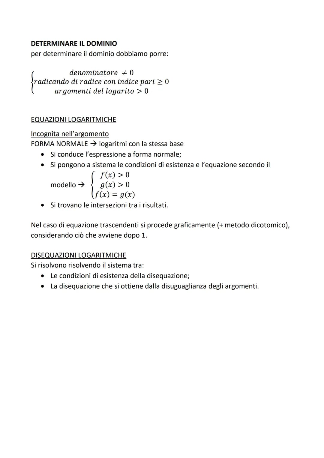 I logaritmi
Invertendo la funzione esponenziale si ottiene la funzione logaritmica.
loga b = x
In cui → a= BASE
⇒b= ARGOMENTO
x = RISULTATO,