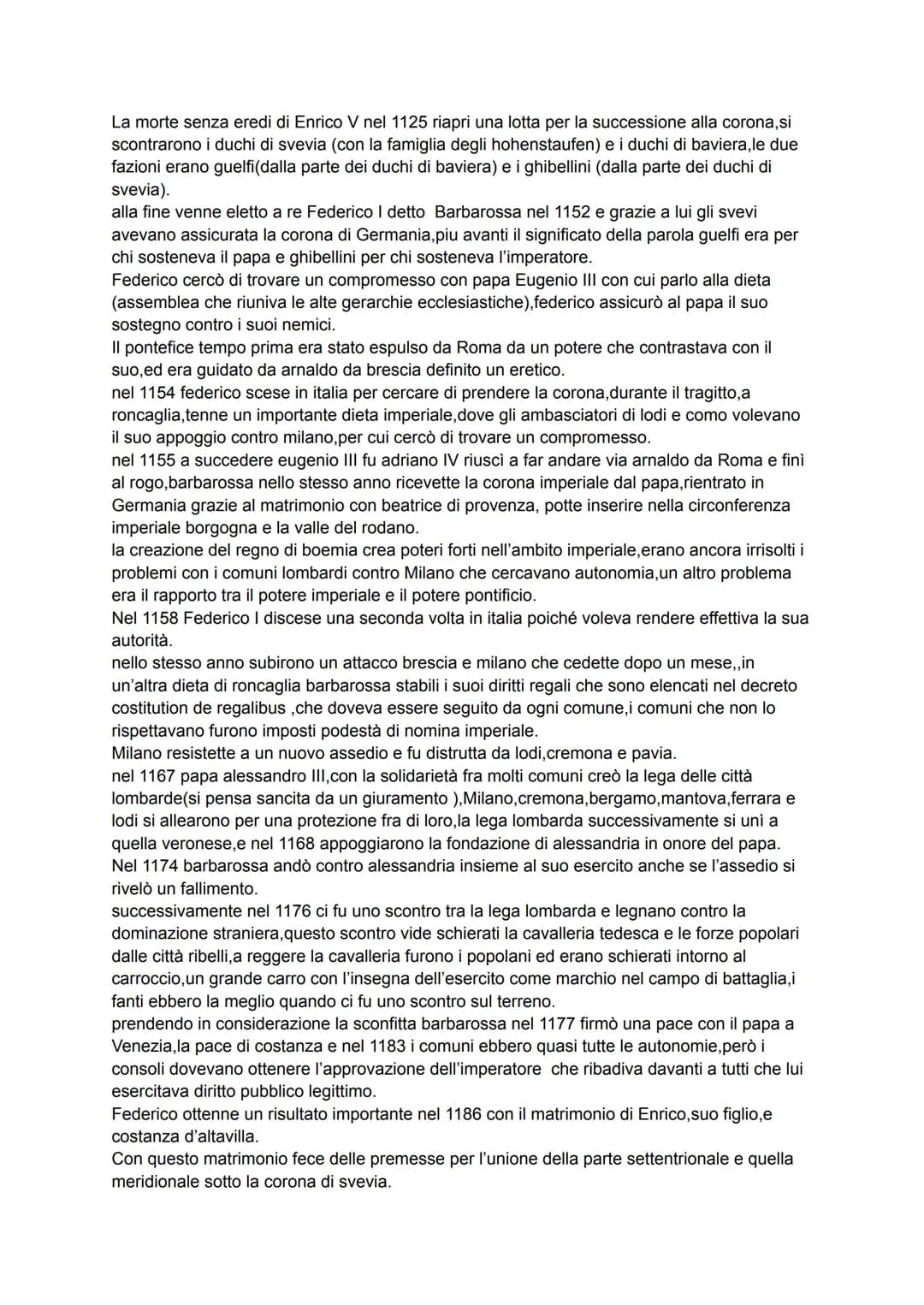 
<p>La morte senza eredi di Enrico V nel 1125 riapri una lotta per la successione alla corona, con i duchi di Svevia (con la famiglia degli 