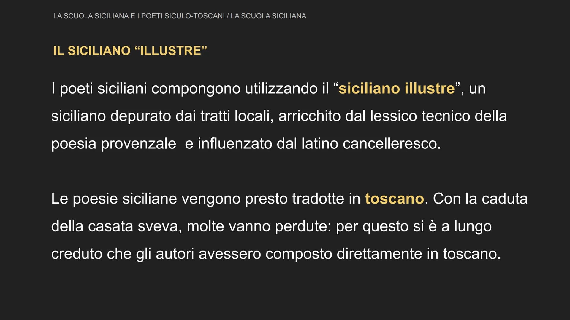 m
1445
La scuola siciliana
e i poeti siculo-toscani La scuola siciliana LA SCUOLA SICILIANA E I POETI SICULO-TOSCANI / LA SCUOLA SICILIANA
L