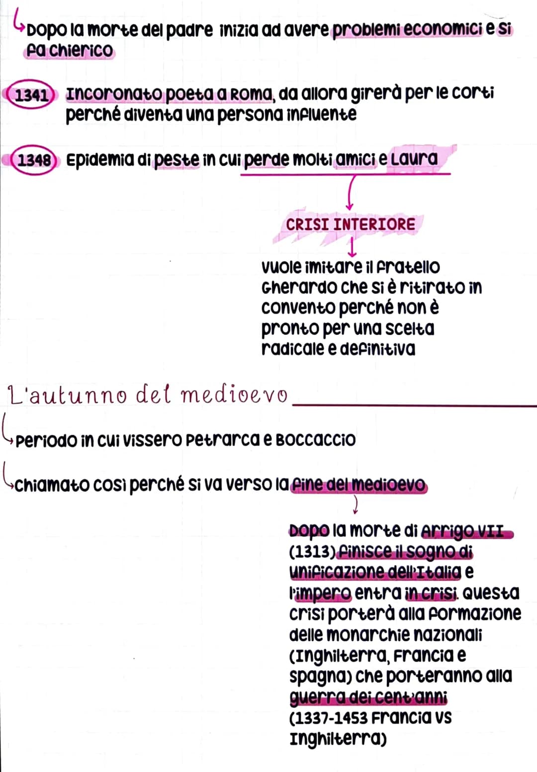 Francesco Petrarca
20-07-1304 ad Arezzo
t 1374
Figlio di un notaio fiorentino
Non incontrerà mai Dante anche se avrebbe voluto perché è in
e