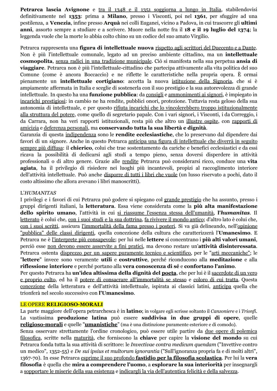 LA VITA
Petrarca nacque ad Arezzo il 20 luglio 1304, da una famiglia fiorentina di condizione borghese. Il
padre, ser Petracco, era notaio, 