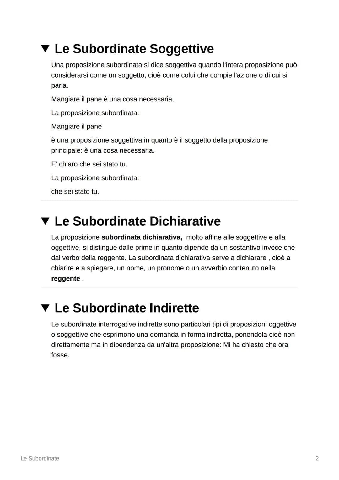 Le Subordinate
Le Subordinate Relative
Una proposizione subordinata si dice relativa quando viene introdotta o da un
pronome relativo (che, 