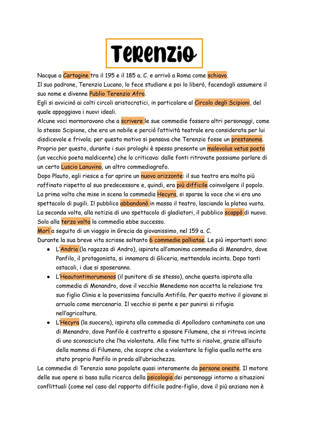 Origini della Letteratura
Possiamo ricondurre la nascita della letteratura latina nel 240 a. C. quando il tarantino Livio
Andronico mette in