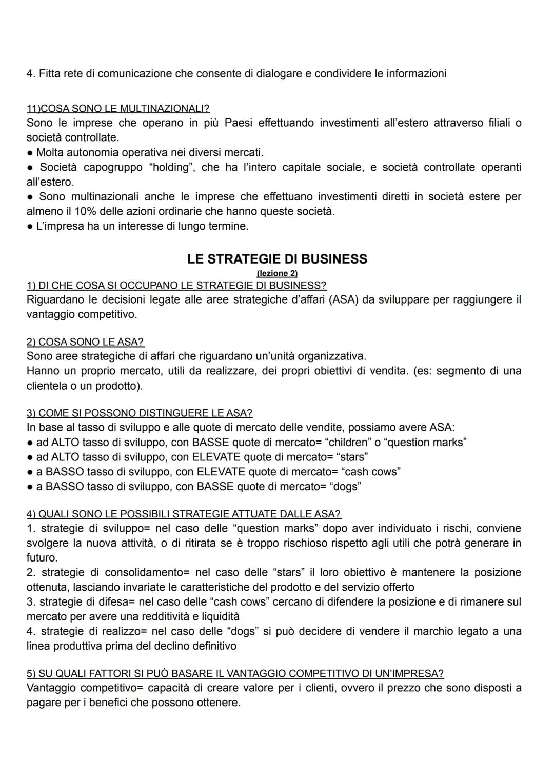 LE STRATEGIE AZIENDALI
(lezione 1)
1) CHE COS'È UNA STRATEGIA?
La strategia aziendale è un insieme di decisioni con le quali l'impresa defin