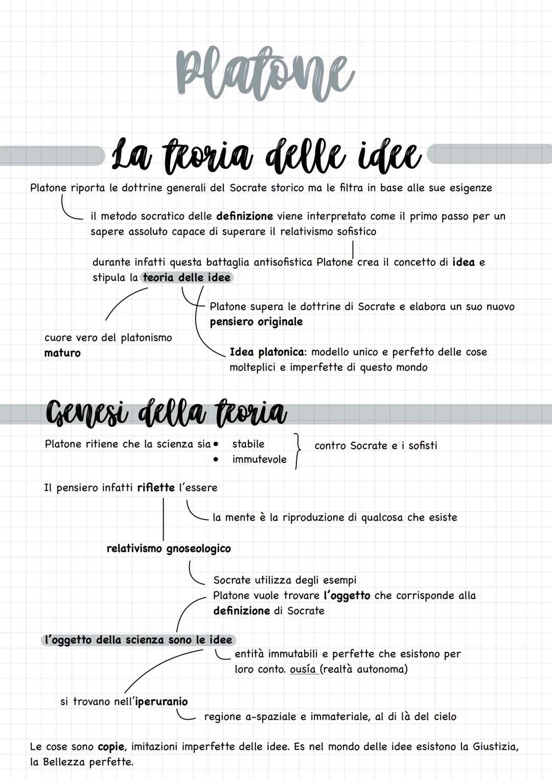 # Platone

## La teoria delle idee

Platone riporta le dottrine generali del Socrate storico ma le filtra in base alle sue esigenze

C

il m