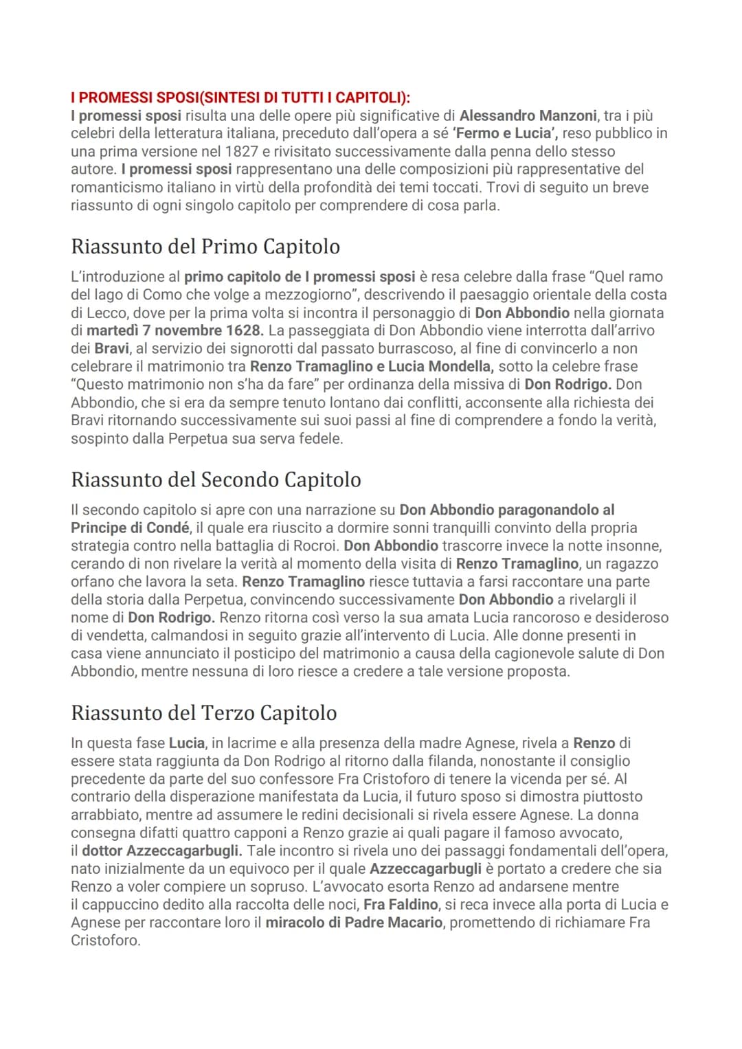 I PROMESSI SPOSI(SINTESI DI TUTTI I CAPITOLI):
I promessi sposi risulta una delle opere più significative di Alessandro Manzoni, tra i più
c