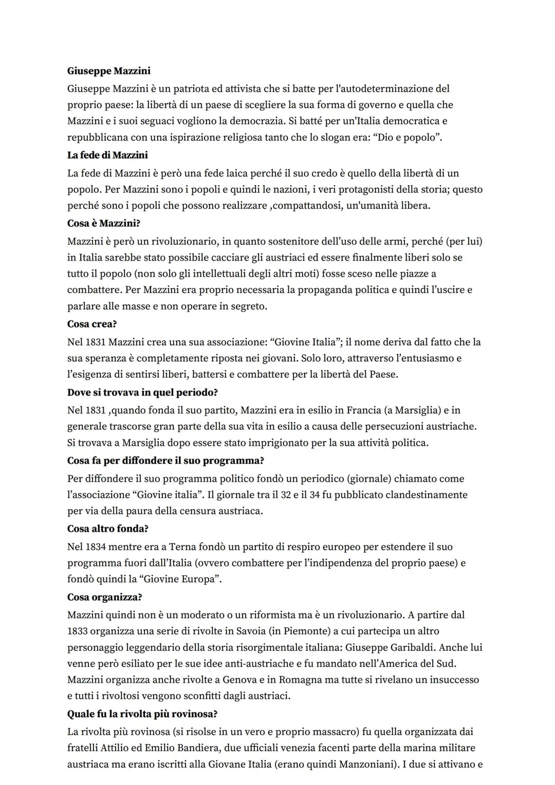 Giuseppe Mazzini
Giuseppe Mazzini è un patriota ed attivista che si batte per l'autodeterminazione del
proprio paese: la libertà di un paese