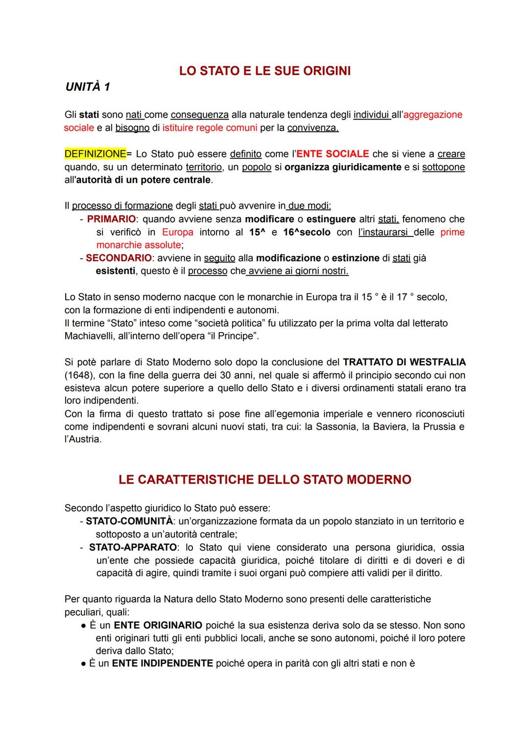 # UNITÀ 1

LO STATO E LE SUE ORIGINI

Gli stati sono nati come conseguenza alla naturale tendenza degli individui all'aggregazione
sociale e