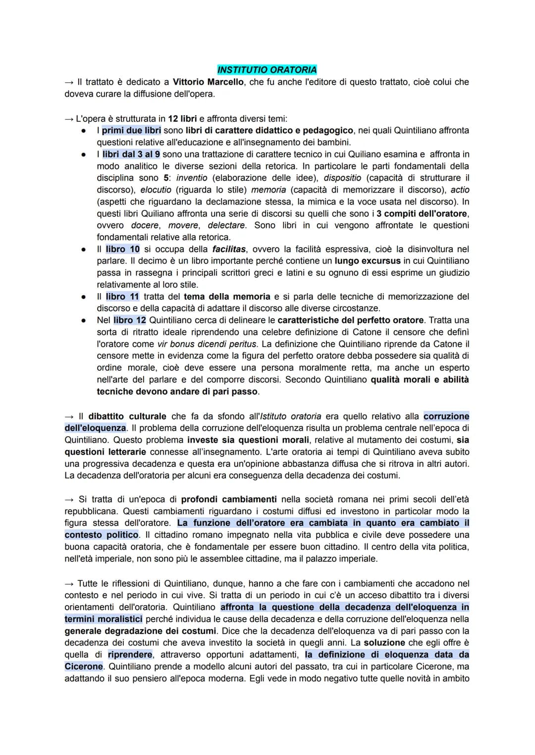 CONTESTO STORICO - ETÀ DEI FLAVI
Con Quintiliano siamo nell'era successiva al principato di Nerone. Nel 68 d.C. muore
l'imperatore Nerone e 