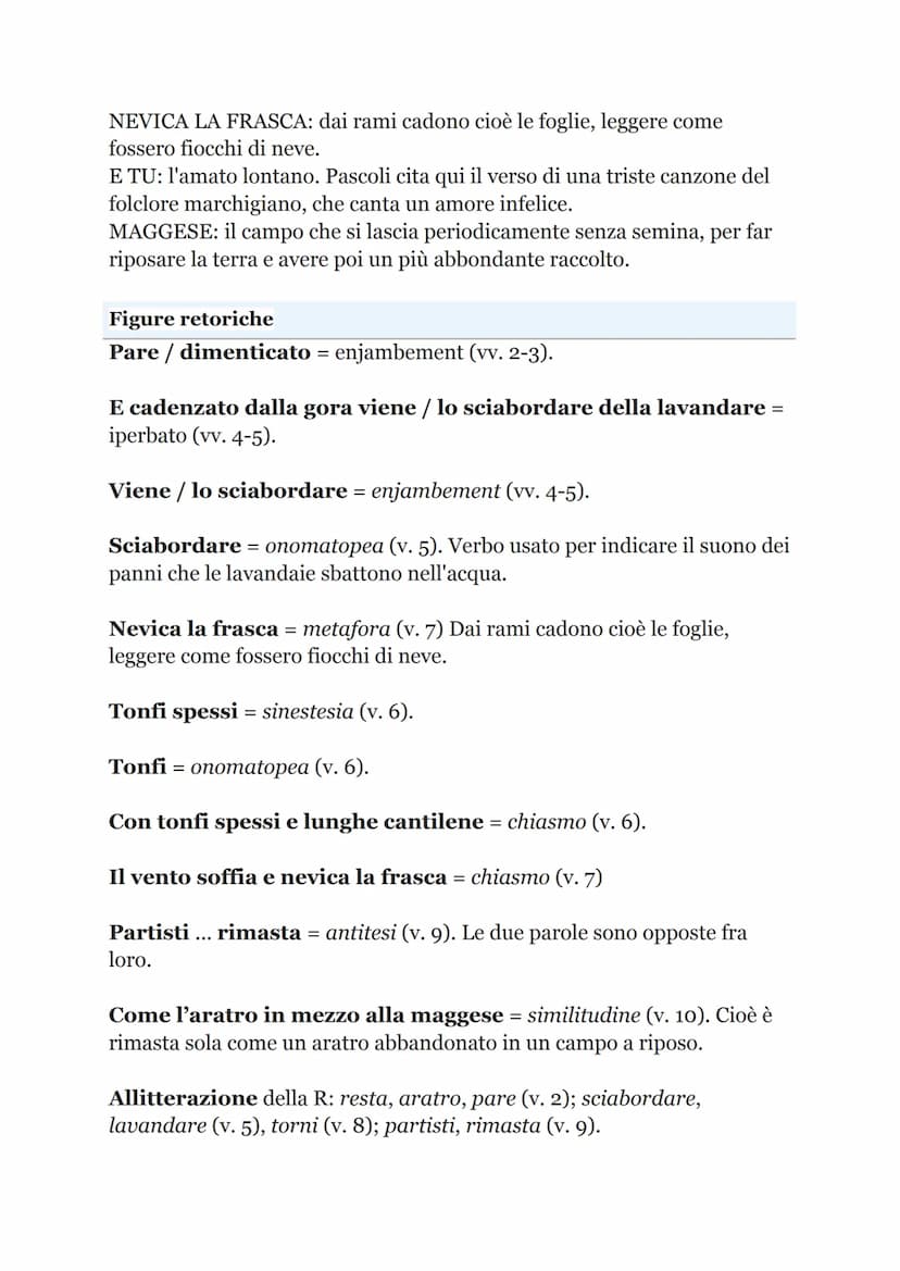 Nel campo mezzo grigio e mezzo nero
resta un aratro senza buoi che pare
dimenticato, tra il vapor leggero.
E cadenzato dalla gora viene
lo s
