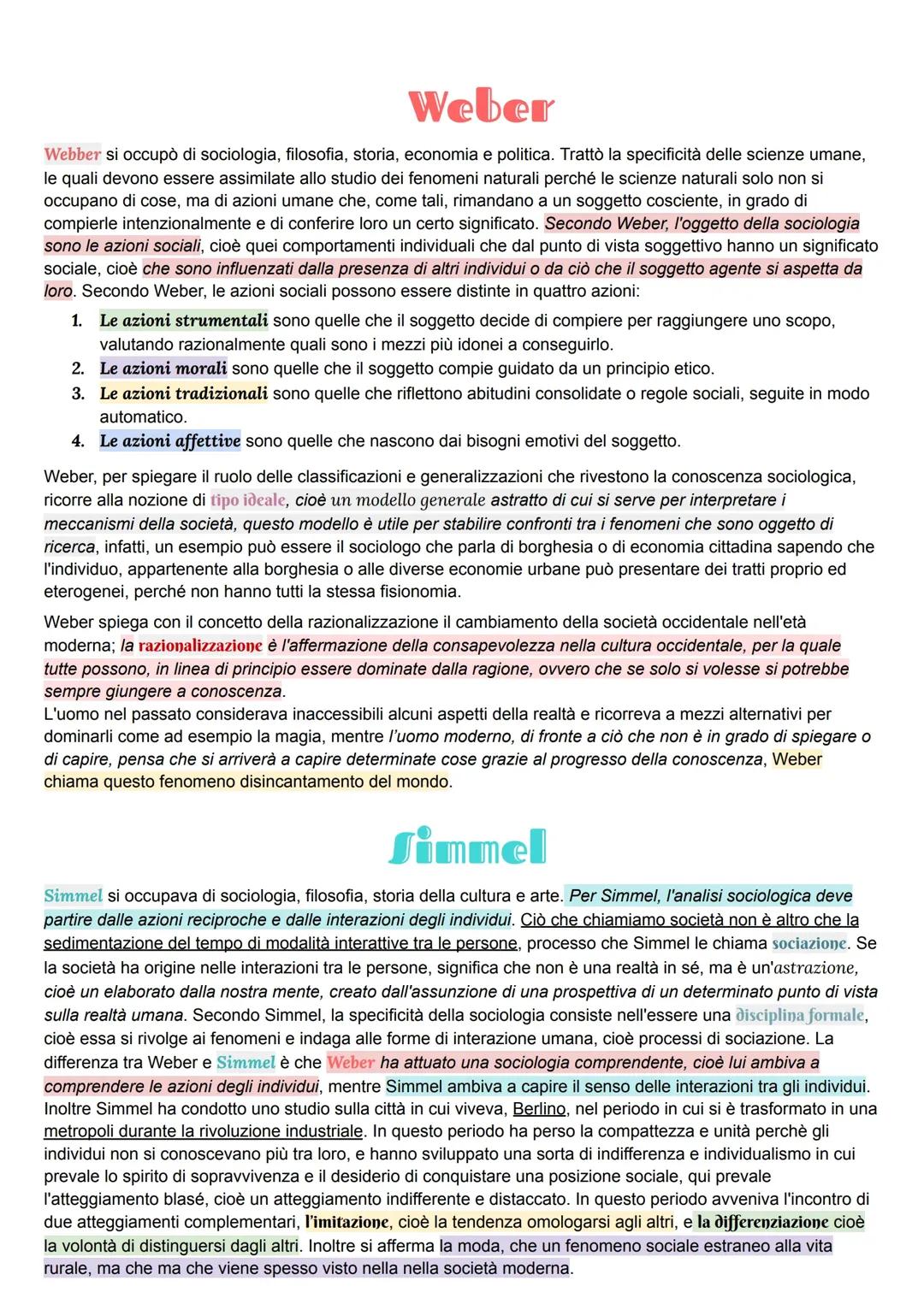 Weber, Simmel, Pareto