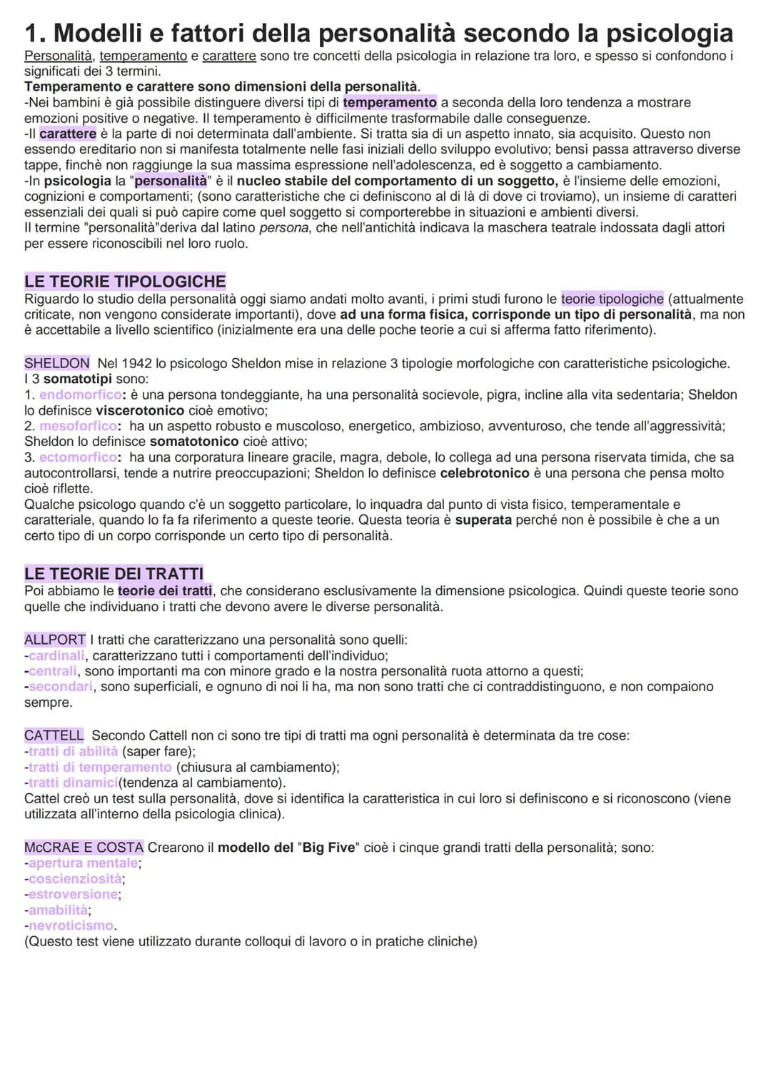 1. Modelli e fattori della personalità secondo la psicologia
Personalità, temperamento e carattere sono tre concetti della psicologia in rel