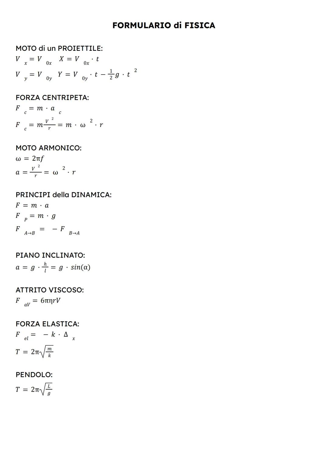 VELOCITA':
V = =
MOTO RETTILINEO UNIFORME:
S = S + v. t
0
MOTO RETTILINEO UNIFORMEMENTE ACCELERATO:
V = V
+ a.t
2
S = S + V • t + ²/1/20 a. 