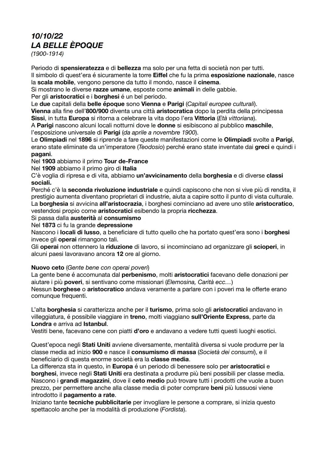 # 10/10/22
LA BELLE EPOQUE
(1900-1914)

Periodo di spensieratezza e di bellezza ma solo per una fetta di società non per tutti.
Il simbolo d