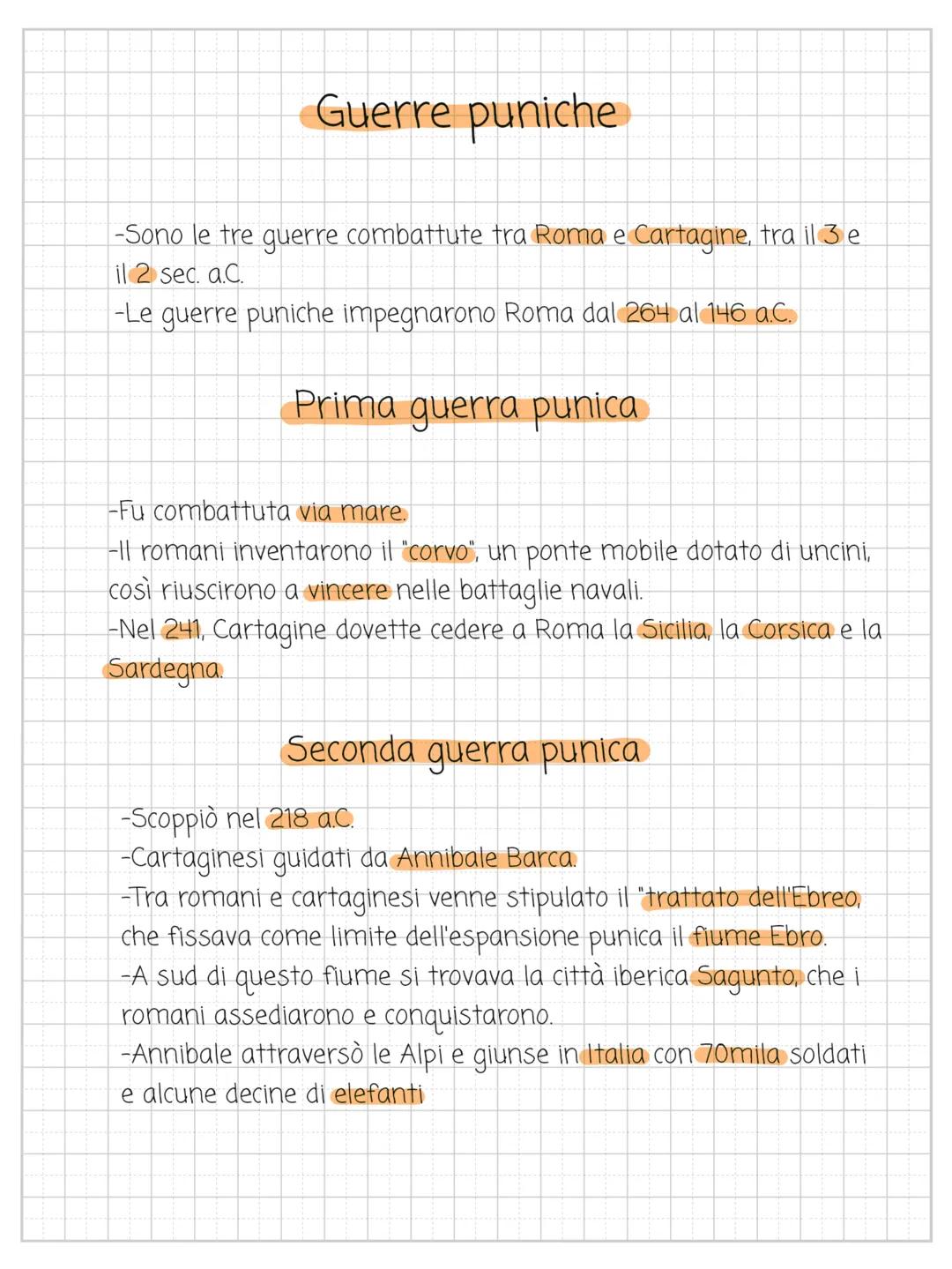 # Guerre puniche

-Sono le tre guerre combattute fra Roma e Cartagine, tra il 3 e
il 2 sec. a.C.
-Le guerre puniche impegnarono Roma dal 264