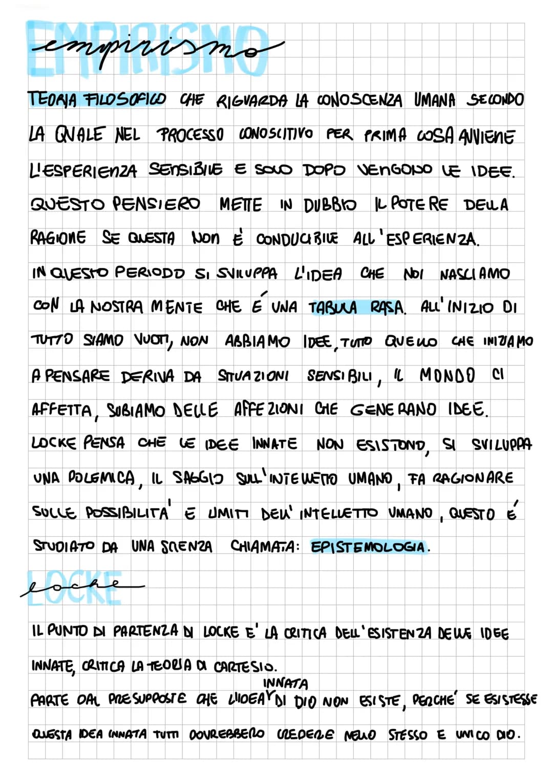 empirismo
TEORIA FILOSOFICO CHE RIGUARDA LA CONOSCENZA UMANA SECONDO
LA QUALE NEL PROCESSO CONOSCITIVO PER PRIMA COSA AVVIENE
L'ESPERIENZA S