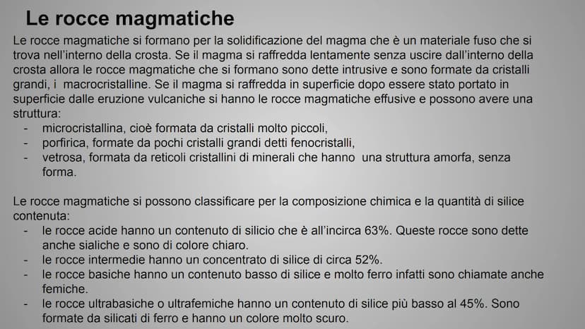 LE ROCCE Che cosa sono le rocce?
Una roccia è un solido naturale formato da uno o più minerali
tenuti insieme in un aggregato compatto. Le r