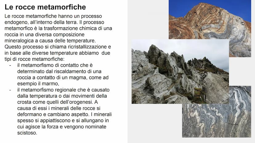 LE ROCCE Che cosa sono le rocce?
Una roccia è un solido naturale formato da uno o più minerali
tenuti insieme in un aggregato compatto. Le r