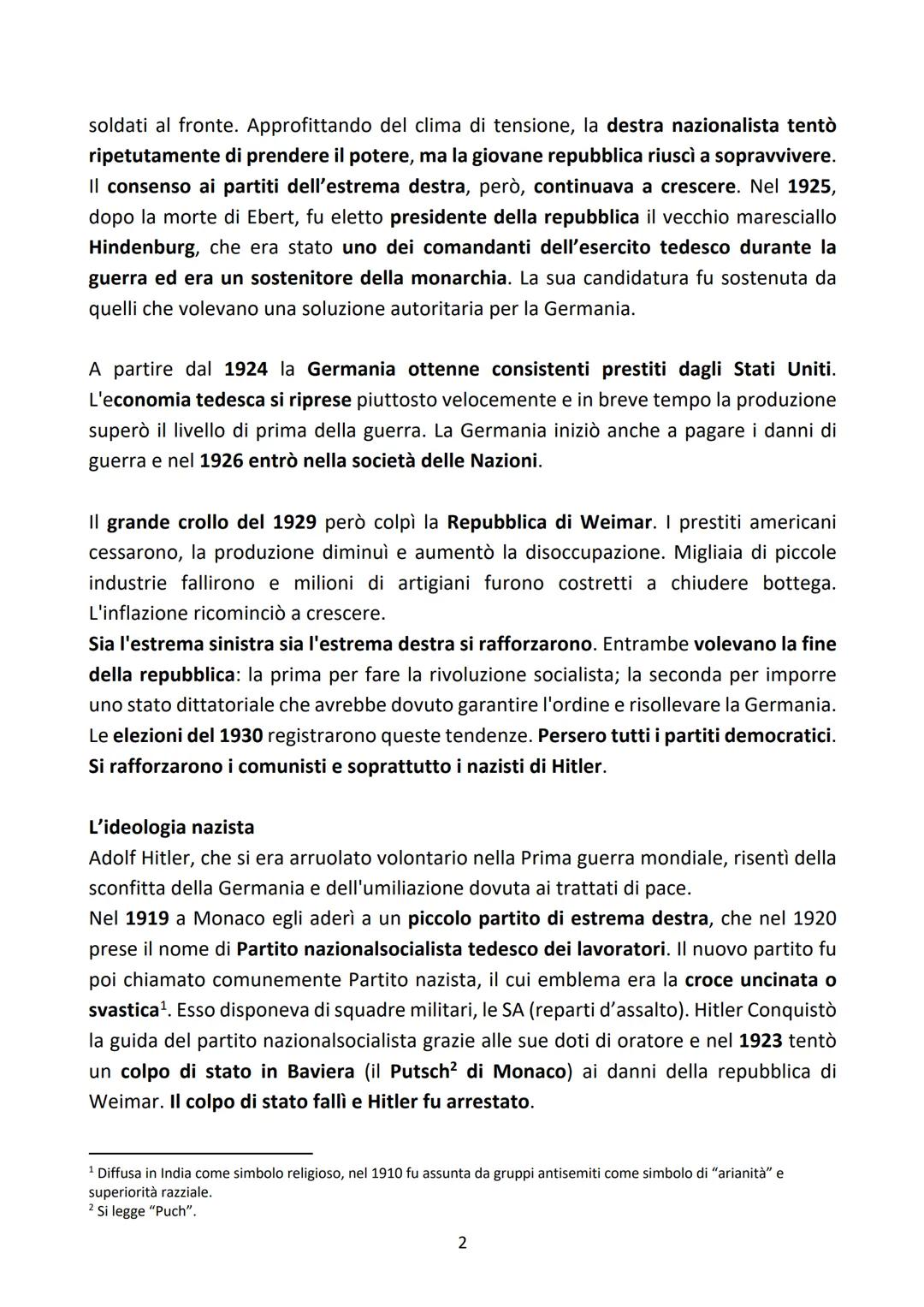 CAP. 9 LA GERMANIA DI HITLER: IL NAZISMO

La Repubblica di Weimar

Alla fine della Prima guerra mondiale, si determinò una drammatica situaz