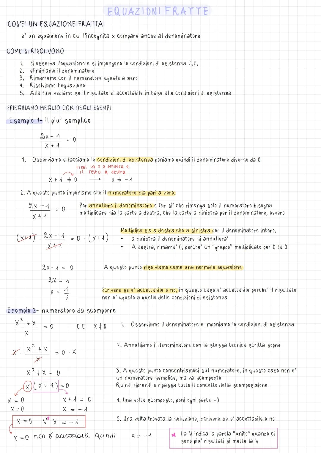 equazioni fratte