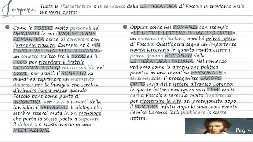 
<p>Ugo Foscolo visse in un periodo di forti contrasti, a cavallo tra il settecento e l'ottocento, caratterizzato dalla Rivoluzione Francese