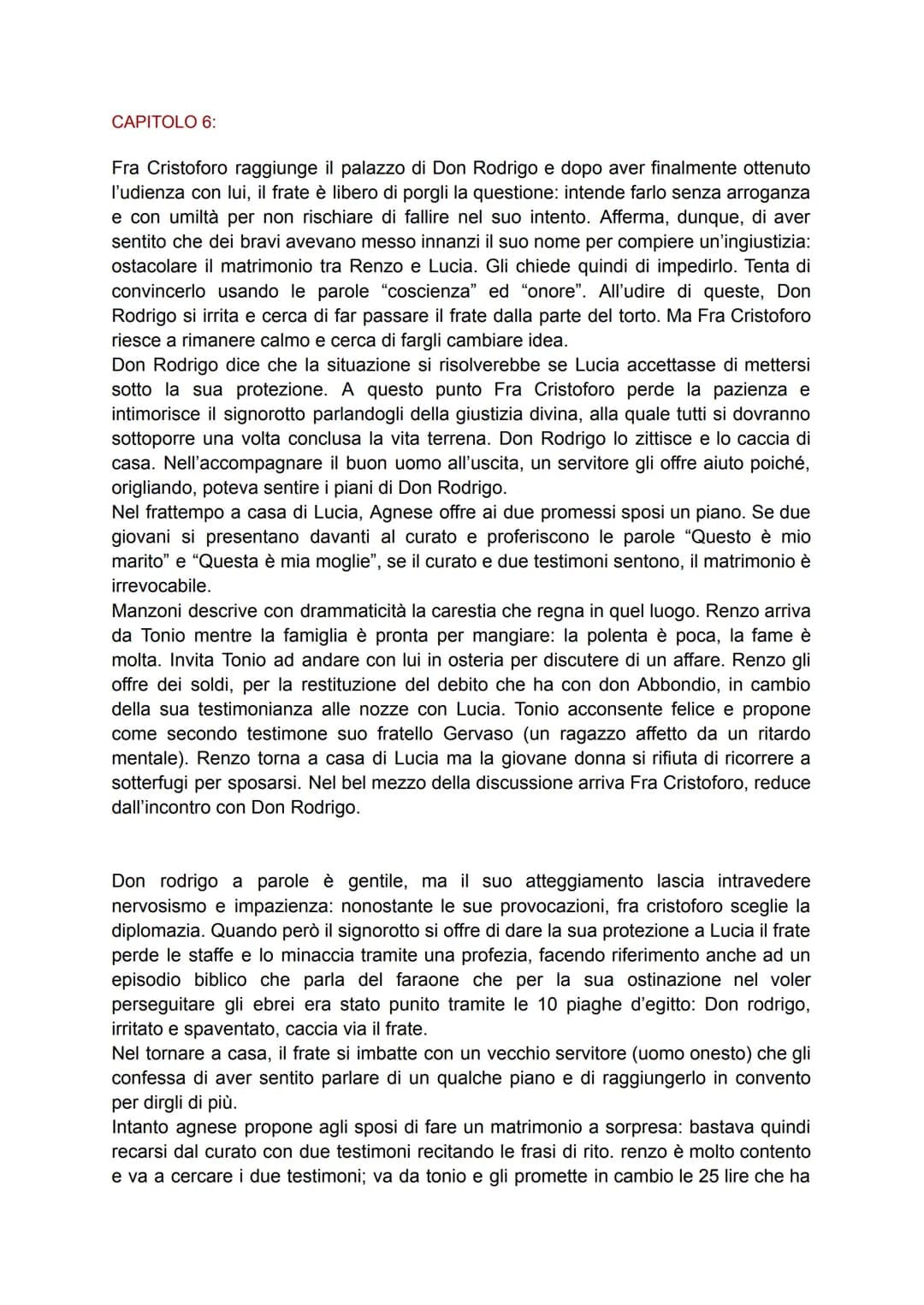CAPITOLO 6:
Fra Cristoforo raggiunge il palazzo di Don Rodrigo e dopo aver finalmente ottenuto
l'udienza con lui, il frate è libero di porgl