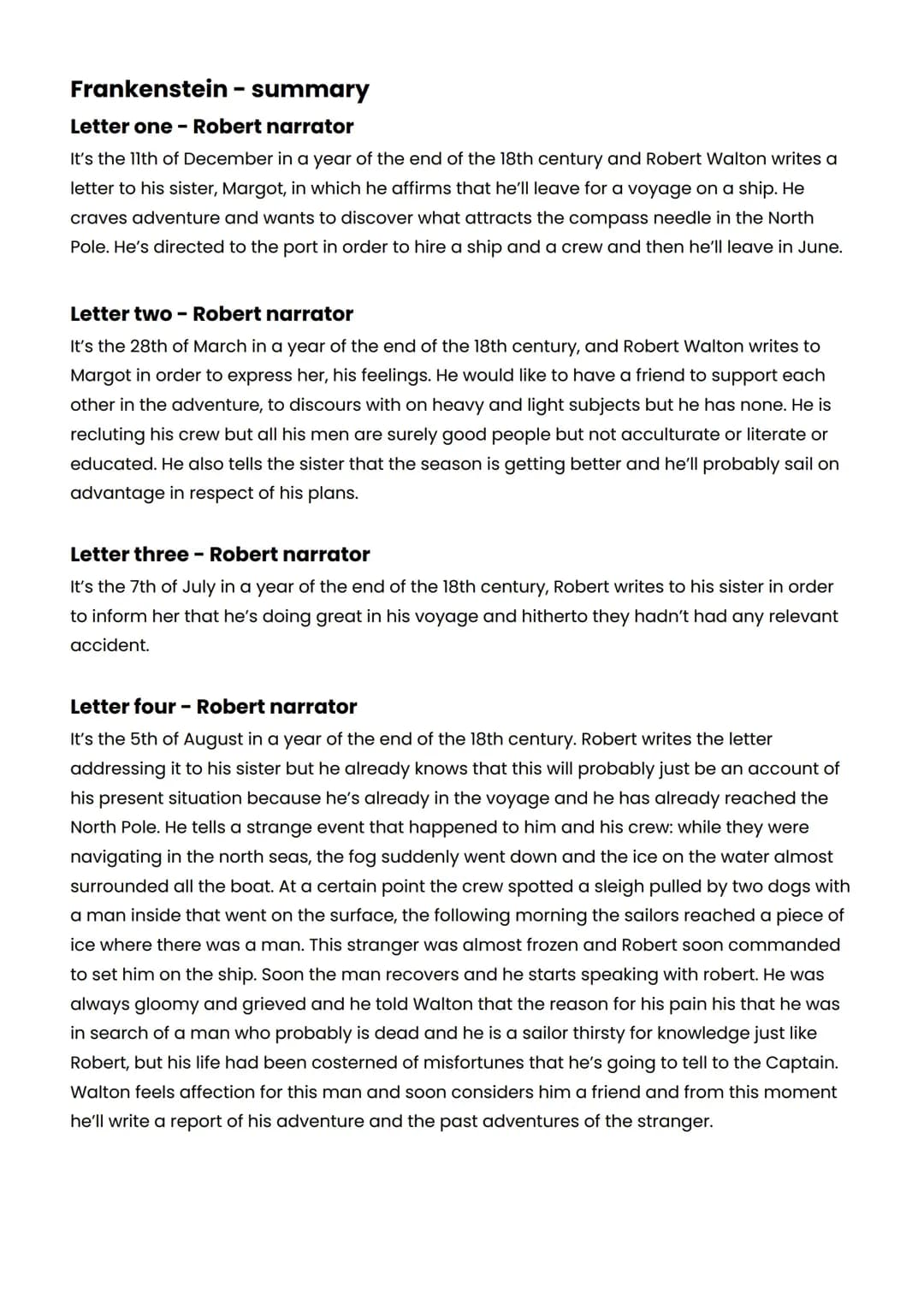 Frankenstein’s summary