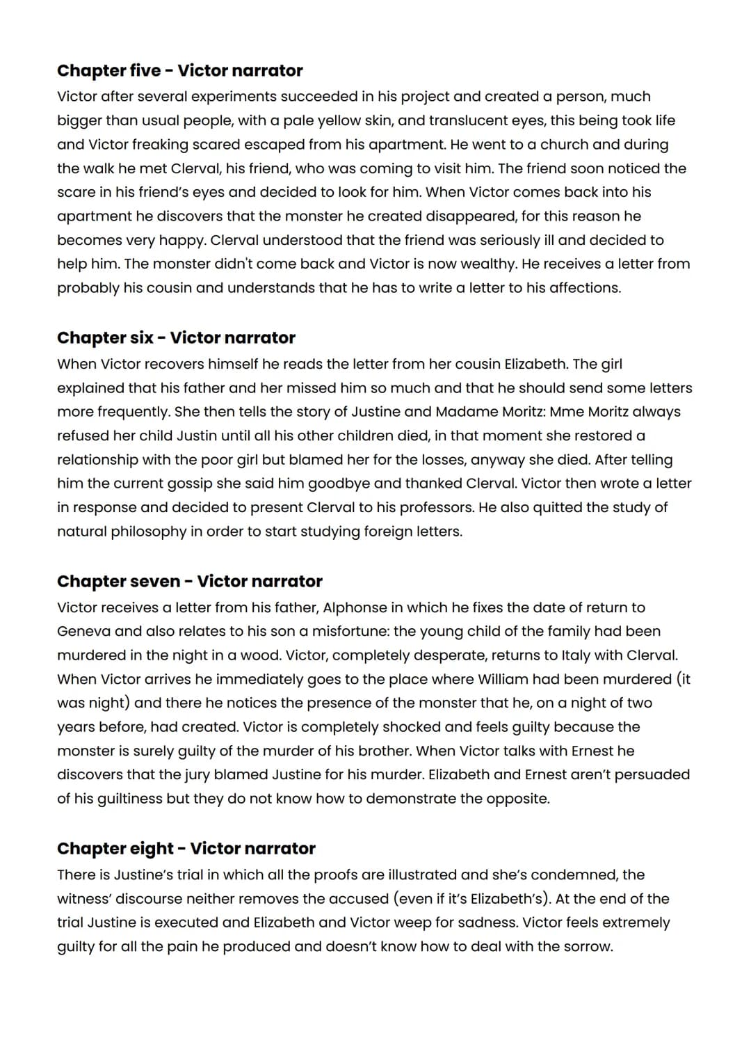 Frankenstein - summary
Letter one - Robert narrator
It's the 11th of December in a year of the end of the 18th century and Robert Walton wri
