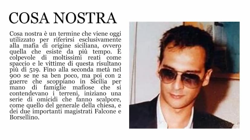 LA MAFIA
Chi tace e chi piega la testa muore ogni volta che lo fa, chi parla e chi
cammina a testa alta muore una volta sola. KEDD
SONO WAY
