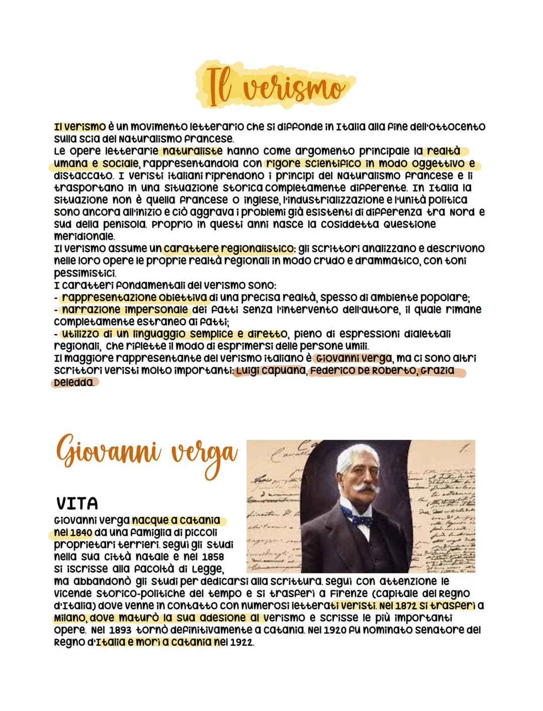 Il verismo
Il verismo è un movimento letterario che si diffonde in Italia alla fine dell'Ottocento
sulla scia del Naturalismo francese.
Le o