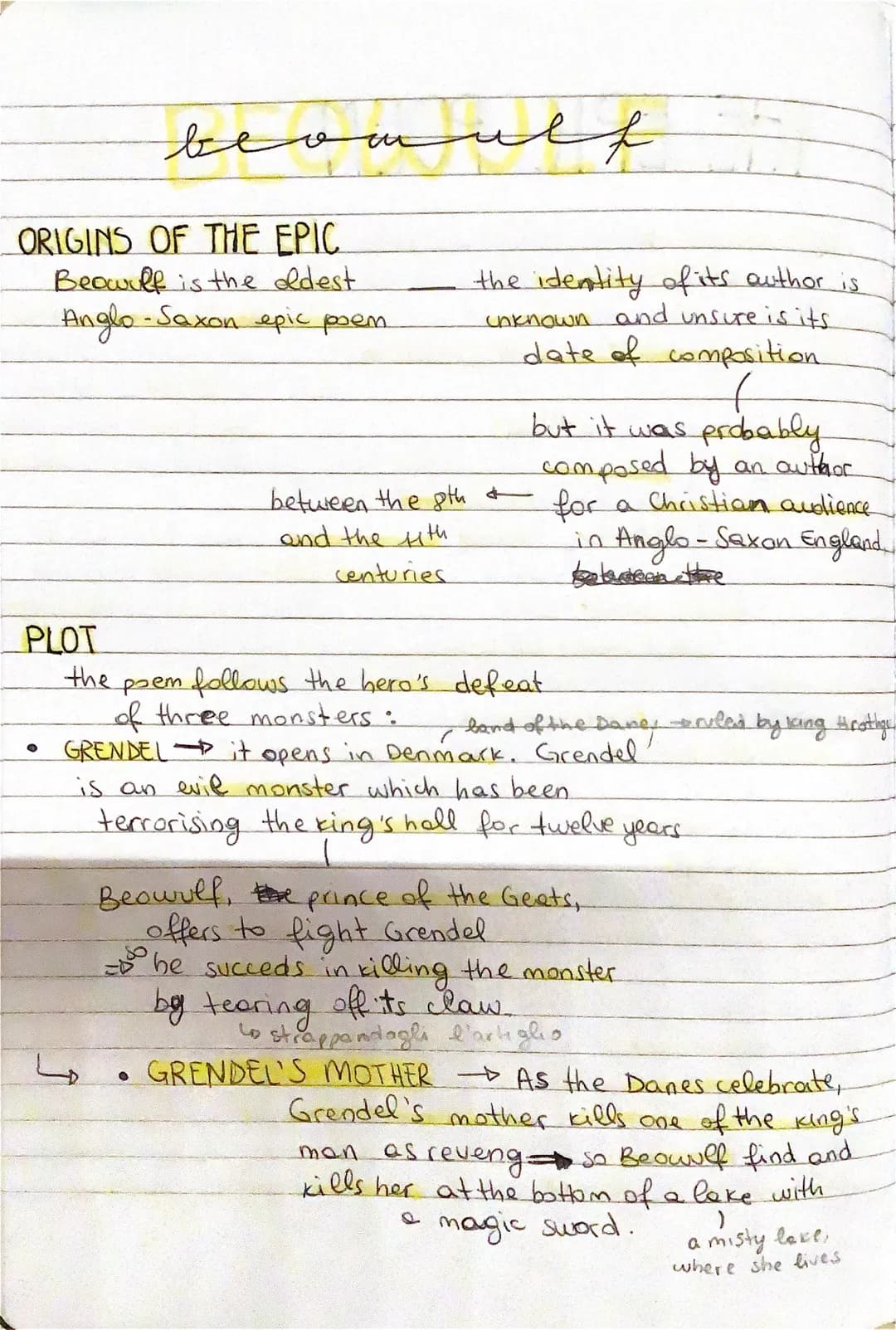 
<h2 id="originsoftheepic">Origins of the Epic</h2>
<p>Beowulf is the oldest Anglo-Saxon epic poem. The identity of its author is unknown, a